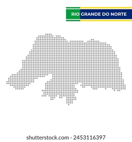 Gepunktete Karte des Staates Rio Grande Do Norte in Brasilien