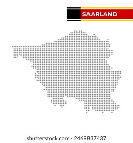 Dotted map of the State of Saarland in Germany