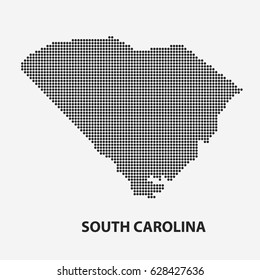 Dotted map of the State South Carolina. The form with black points on light background. Vector illustration.