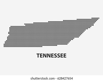 Dotted map of the State Tennessee. The form with black points on light background. Vector illustration.