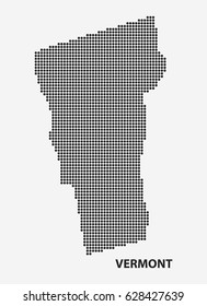 Dotted map of the State Vermont. The form with black points on light background. Vector illustration.