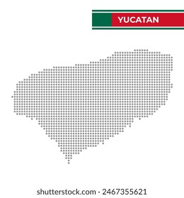 Dotted map of the State of Yucatan in Mexico