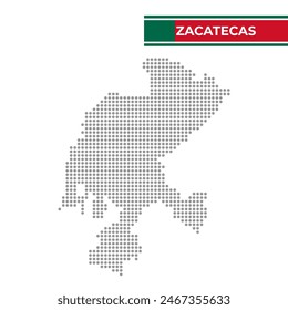 Dotted map of the State of Zacatecas in Mexico