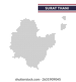 Dotted map of Surat Thani Province in Thailand
