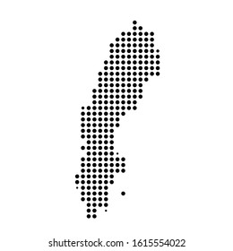 Dotted map of Sweden on the white background