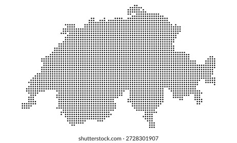 Mapa punteado de Suiza. Icono de país de semitono negro. Ilustración vectorial.