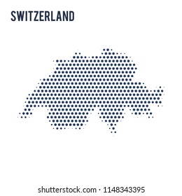 Dotted map of Switzerland isolated on white background.