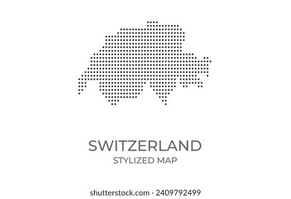 Mapa distorsionado de Suiza con estilo estilizado. Simple ilustración del mapa del país para afiches, pancartas.