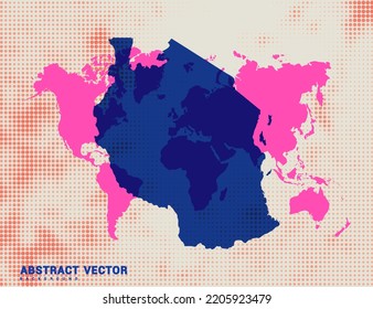 Mapa con puntos de la ilustración de diseño de círculo de medio tono azul vectorial de Tanzania.