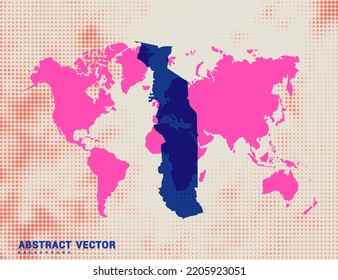 Mapa con puntos de la ilustración de diseño del círculo de medio tono azul vectorial de Togo.