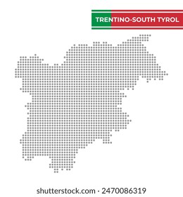 Dotted map of Trentino-South Tyrol Region in Italy