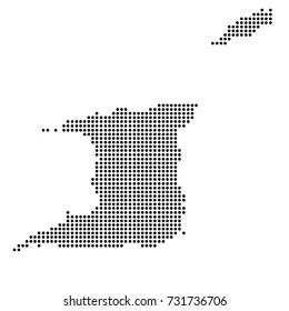 dotted map of Trinidad and Tobago