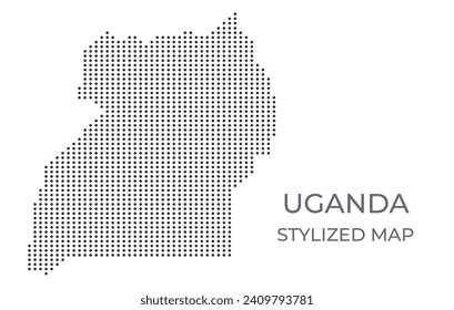 Mapa distorsionado de Uganda con estilo estilizado. Simple ilustración del mapa del país para afiches, pancartas.