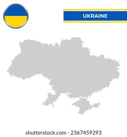 Dotted map of Ukraine with circular flag