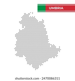 Dotted map of Umbria Region in Italy