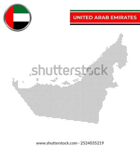 Dotted map of United Arab Emirates with circular flag