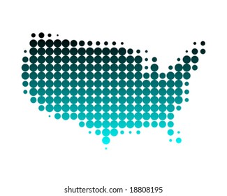 Dotted map of the United States