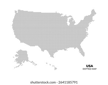 A dotted map of the United States, including Alaska and Hawaii, represented in a minimalist style with black dots on a white background.