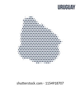 Dotted map of Uruguay isolated on white background.