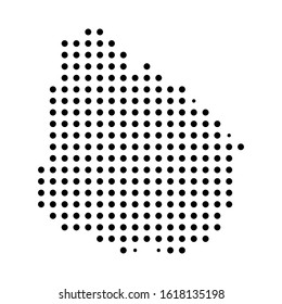 Dotted map of Uruguay on the white background