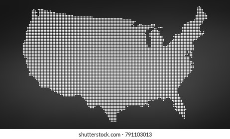 Dotted map of USA, vector illustration isolated on black background