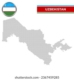 Dotted map of Uzbekistan with circular flag
