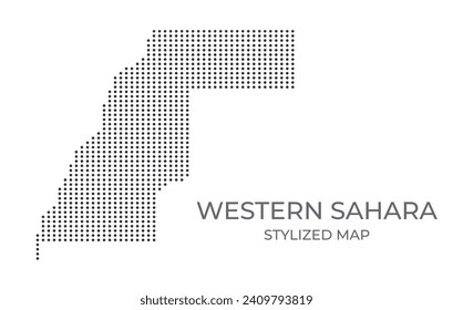 Mapa distorsionado del Sahara Occidental con estilo estilizado. Simple ilustración del mapa del país para afiches, pancartas.