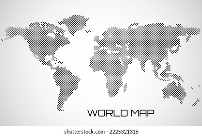 Dotted map of World. Abstract world map of dots. Vector illustration