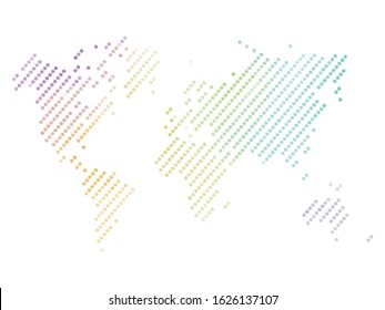 Dotted map of World. Colorful halftone design. Simple flat vector illustration.