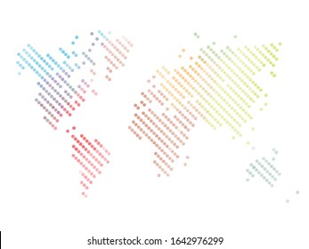 Dotted map of World. Colorful halftone design. Simple flat vector illustration.