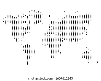 Dotted map of World. Halftone design. Simple flat vector illustration.