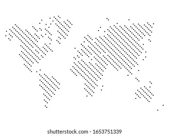 Mapa trazado del mundo. Diseño de semitono. Simple ilustración vectorial plana.