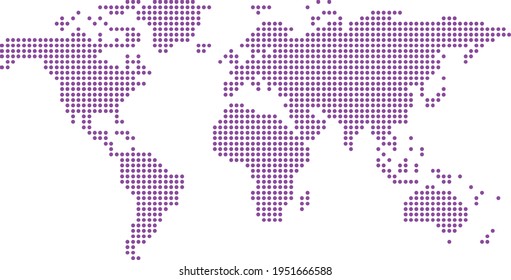 Dotted Map of the world with white background