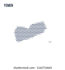 Dotted map of Yemen isolated on white background.