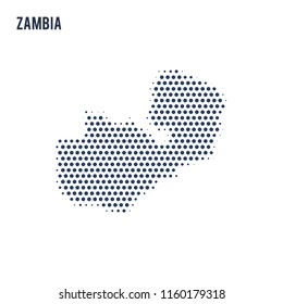 Dotted map of Zambia isolated on white background.