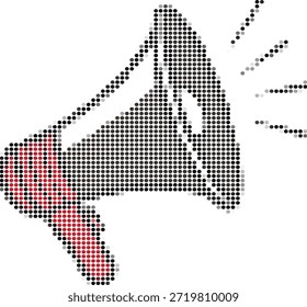Dotted Megaphone Icon With Sound Waves And Red Accent loudspeaker announcement