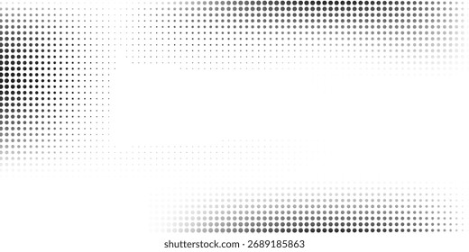 Textura de gradiente de meio-tom abstrato de malha pontilhada. Plano de fundo de ponto de polca de fuga. Repetindo pontos padrão de gradação abstrata arte moderna