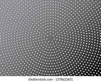 Dotted metal texture. Halftone radial pattern. Vector background