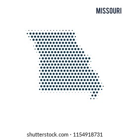 Dotted Missouri map isolated on white background.