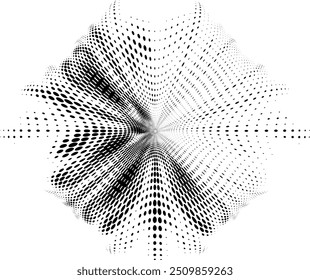 Dotted modified mandala with decolored sector for copying text. For logos, trademarks. Vector.