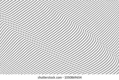 dotted monochrome black and white pattern. curved lines. halftone geometric design. vector background for web and print