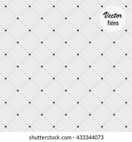 Dotted monochrome stylish geometric diamond shape pattern, vector. decorated abstract star on each corners.