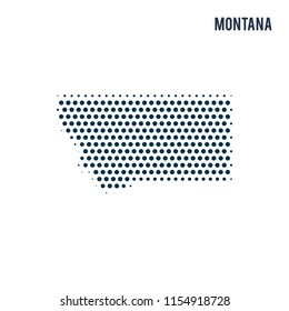 Dotted Montana map isolated on white background.