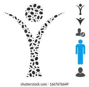 Dotted Mosaic based on abstract man. Mosaic vector abstract man is designed with scattered oval dots. Bonus icons are added.