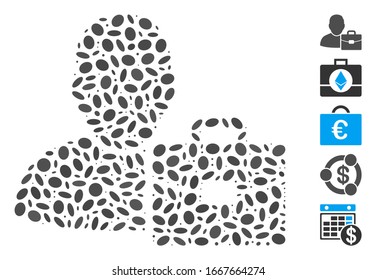 Dotted Mosaic based on accounting. Mosaic vector accounting is designed with scattered elliptic items. Bonus icons are added.