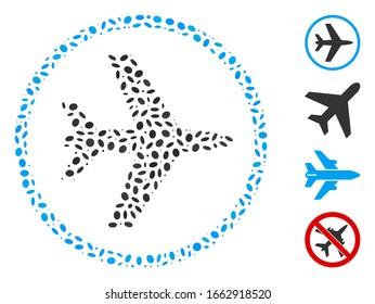 Dotted Mosaic based on airport. Mosaic vector airport is composed with scattered elliptic dots.