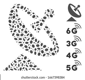 Mosaico distorsionado basado en la antena. La antena del vector mosaico está compuesta por elementos ovales aleatorizados. Se agregan iconos de bonificación.