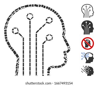Dotted Mosaic based on artificial intelligence. Mosaic vector artificial intelligence is designed with randomized rectangular dots. Bonus icons are added.
