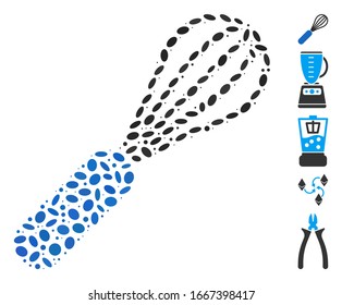 Dotted Mosaic based on baking beater. Mosaic vector baking beater is created with random ellipse dots. Bonus icons are added.
