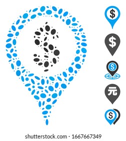 Gedotter Mosaik auf der Grundlage der Bankkarte. Mosaik Vektorillustration Bankkarte Marker ist mit randomisierten ovalen Elementen entworfen. Bonussymbole werden hinzugefügt.